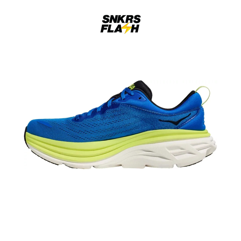 HOKA ONE ONE Bondi 8 Elecobalt Lettuce Sepatu Lari Pria - 112320ELT - Size 43.3