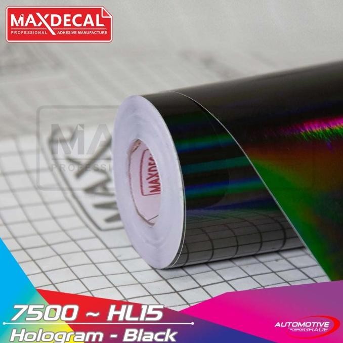 Promo MAXDECAL 7500 HL15 Hologram Black Laser Chrome Hitam Pelangi ROLL COD