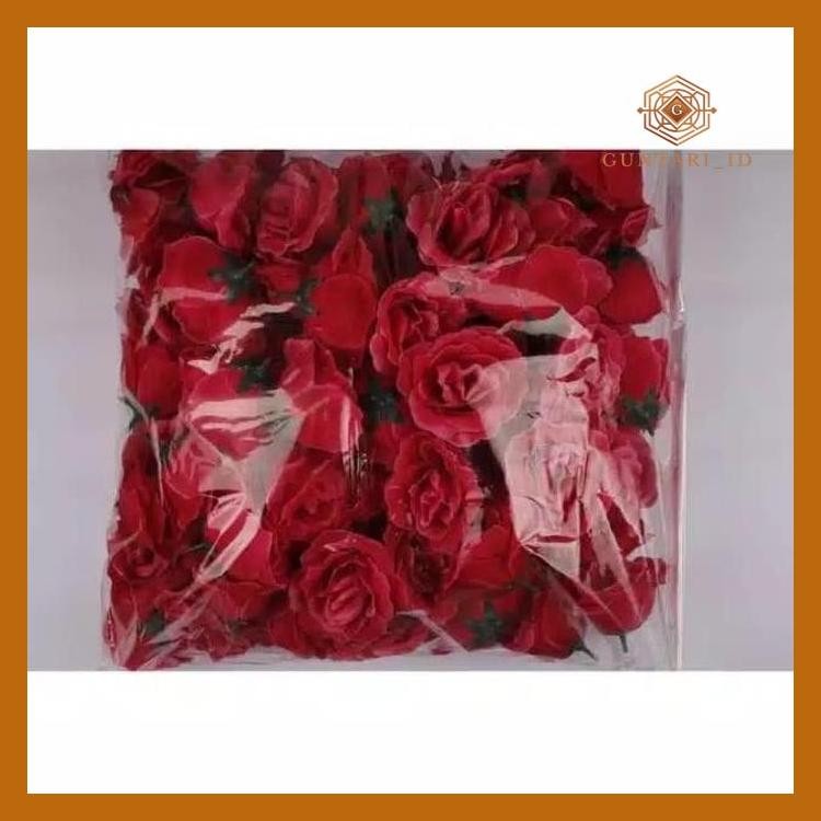 Rose Tanpa Tangkai Isi 100 Pcs . Bunga Mawar Mak Artificial. Kepala Ma