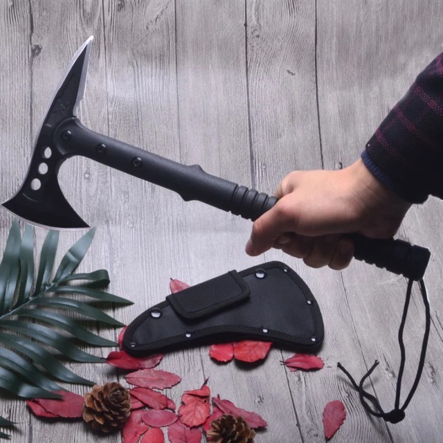 TERBARU Kapak Baja Tomahawk Tactical Dual Blade Pemotong Kayu Berburu