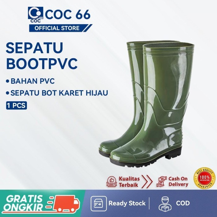 Sepatu Boot Karet Hijau Sepatu Proyek Sepatu Pria Wanita Berkebun Cod