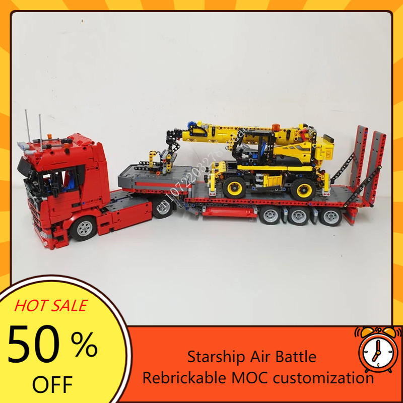 JD 2562PCS High-Tech MOC Truck, Steering Trailer and JCB Telehandler Model Building Blocks Bricks DI