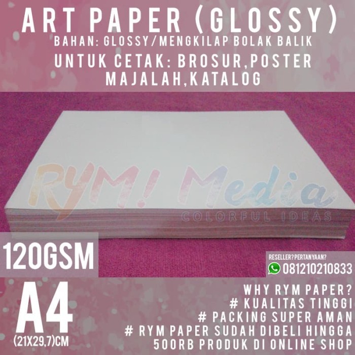 

Kertas Art Paper 120gsm A4 (1 Rim/500 lembar)