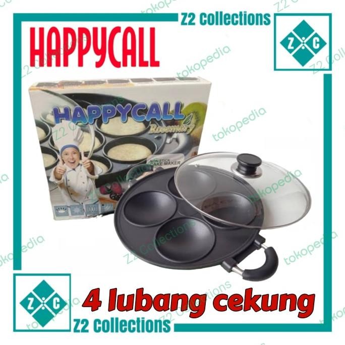 HAPPY CALL cetakan kue 4 lubang cekung loyang serabi pencetak surabi Terlaris