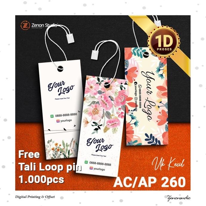 

best produk] Hangtag Baju Kecil 1sisi 3x7 (Free Tali & Desain)