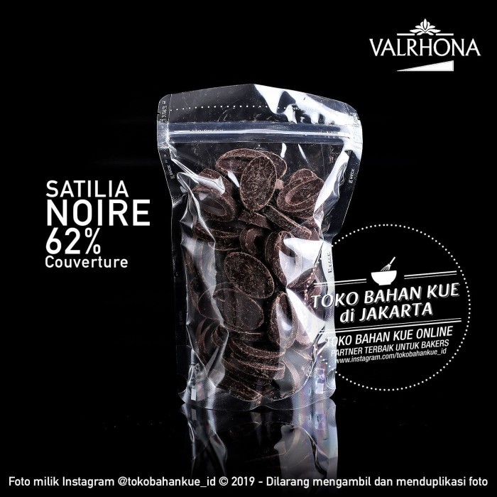

Valrhona SATILIA NOIRE 62% Dark Chocolate 1kg Couverture Cokelat