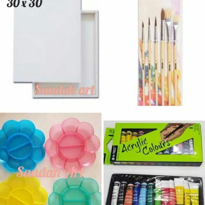 

PAKET KANVAS LUKIS (KANVAS 30X30, KUAS, PALET, CAT AKRILIK)
