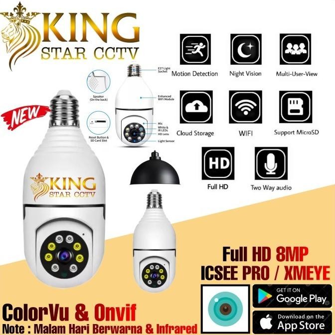 IP CAMERA CCTV BENTUK LAMPU IP CAMERA ICSEE FULL HD 1080P CCTV WIFI