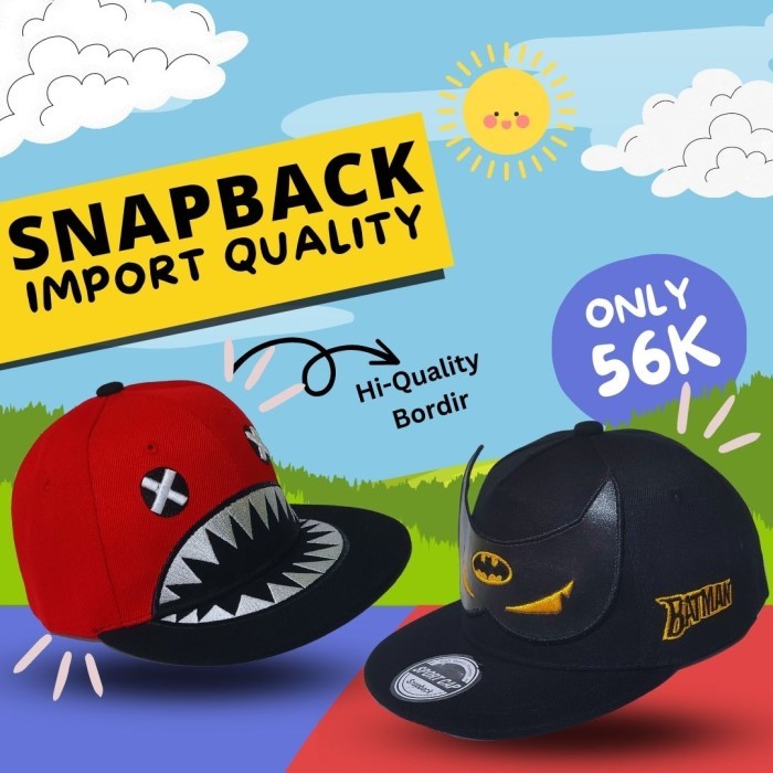 TOPI ANAK SNAPBACK IMPORT LITTLE BATMAN & MONSTER READY YAA