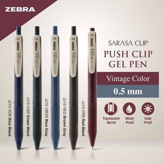 

PROMO ZEBRA SARASA CLIP GEL PEN COLOR VINTAGE SERIES 0.5MM MURAH BERKUALITAS KODE 443