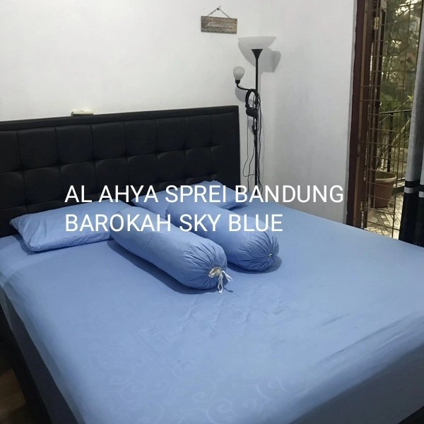 Sprei Set Queen Size Polos Embos 160 X 200 X 30 - Barokah Sky Blue