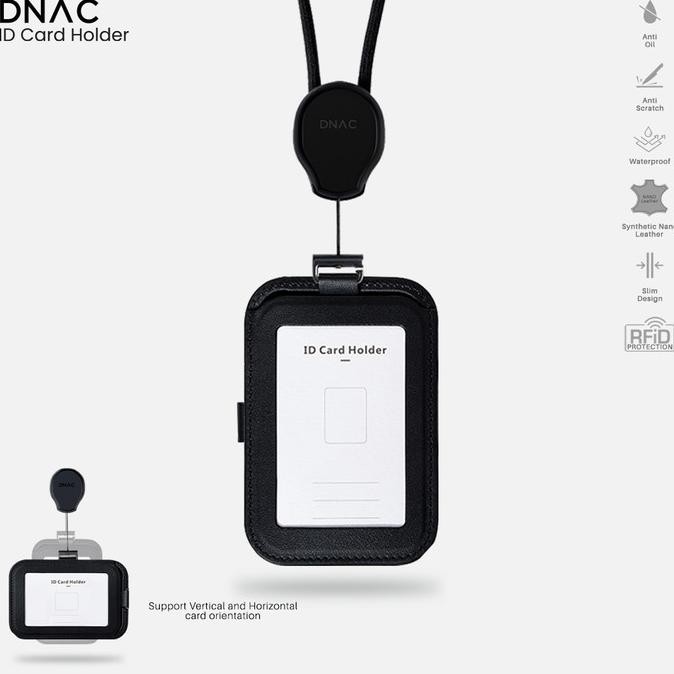 

DNAC ID Card Holder and Card Slots with Ribbon Lanyard - Black
