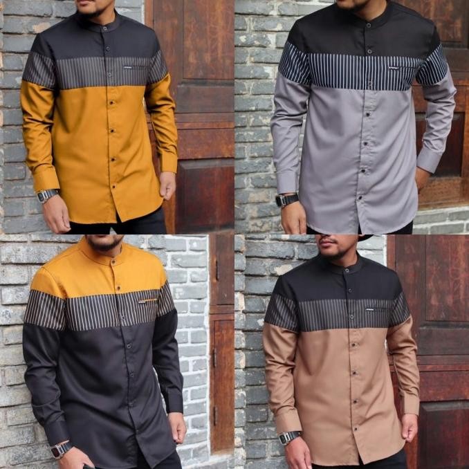 Baju Koko Kurta Baju Koko Dewasa Lengan Panjang Kombinasi Terbaru