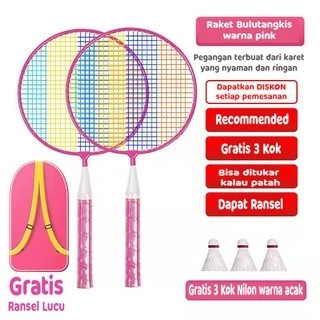 Hotss Raket Bulutangkis/ Raket Badminton Anak ( Usia 3-6-12 Tahun Untuk Tk/ Sd) Dengan Tas Elegan