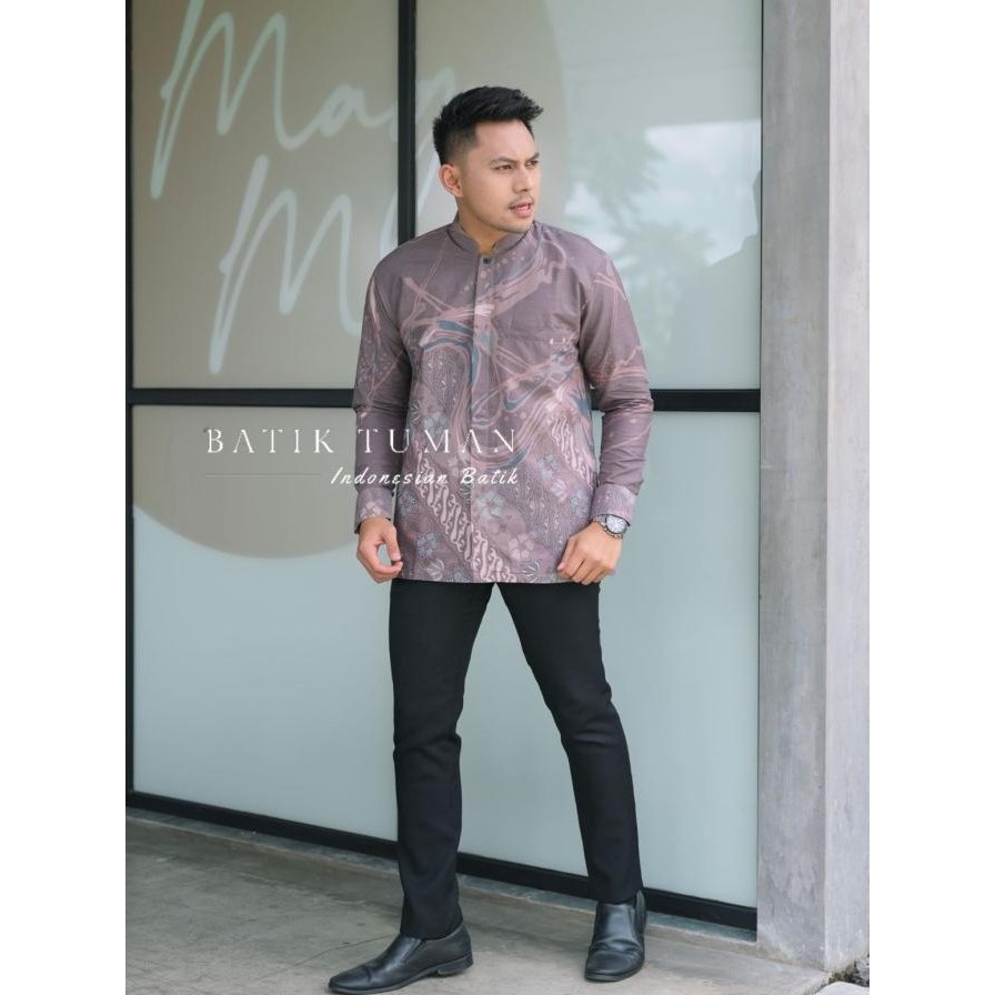 KOKO FATKHUL MAUVE DUSTY PURPLE Baju Koko Batik Pria Lengan Panjang Terbaru