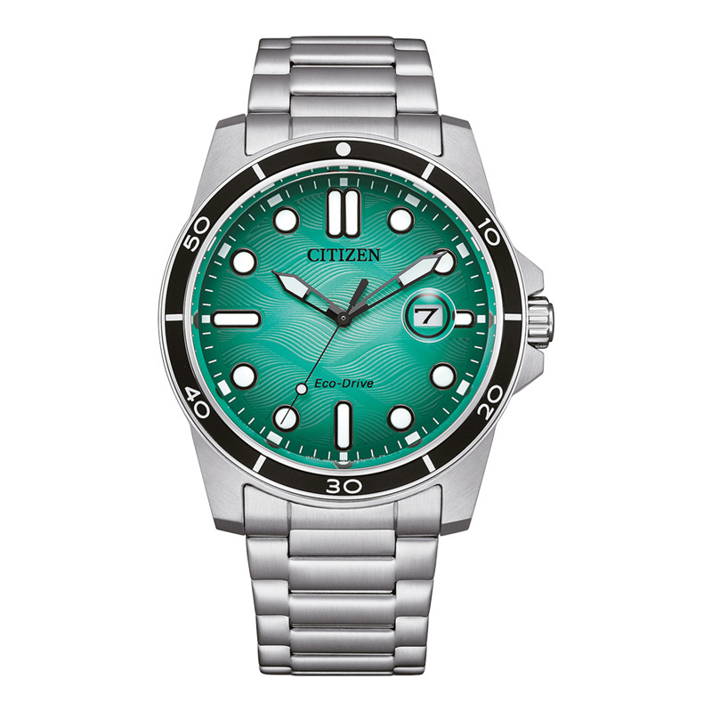 [PRJ 12.12] Jam Tangan Pria Citizen Eco Drive AW1816-89L Men Turquoise Dial Stainless Steel Strap