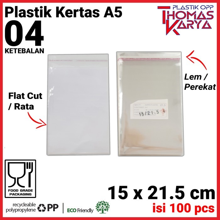 HEMAT 15x21.5 cm Plastik OPP TEBAL (LEM) Plastik Kertas A5 Plastik Hijab
