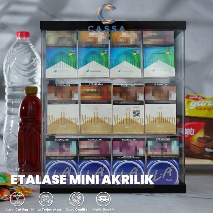 Etalase Mini Akrilik Display Rak Rokok Multifungsi