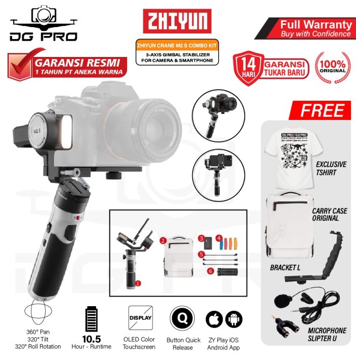 Zhiyun Crane M2S Combo Gimbal 3-Axis For Kamera Action Cam Resmi