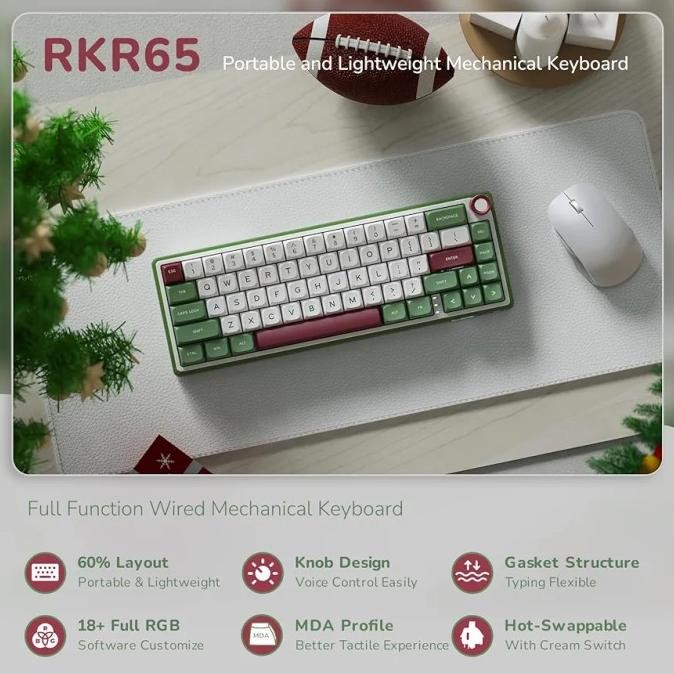 Royal Kludge Rk R65 Mechanical Keyboard 65% Knob Gasket Mount Rgb Thebruskin