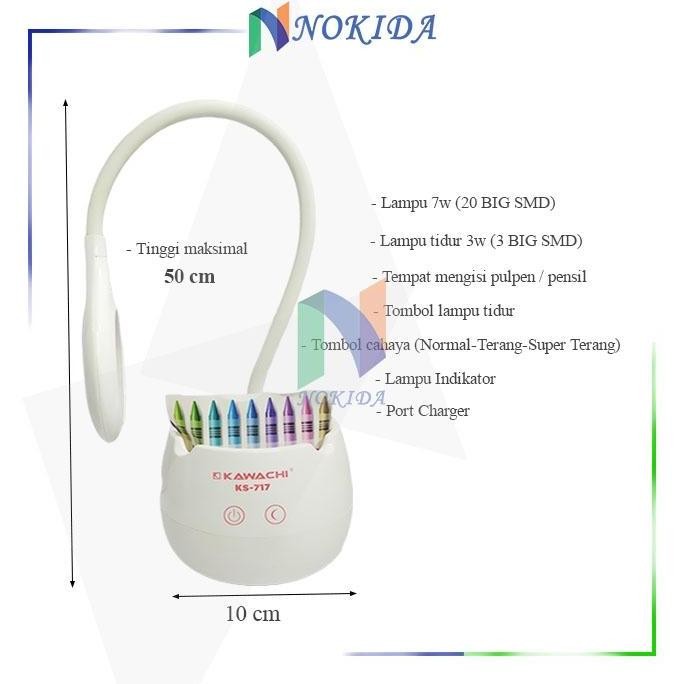 NOKIDA LAMPU TIDUR ANAK KAWACHI KS-717 / LAMPU MEJA BELAJAR LED KAWACHI / LAMPU LED CASAN PUTIH / LA
