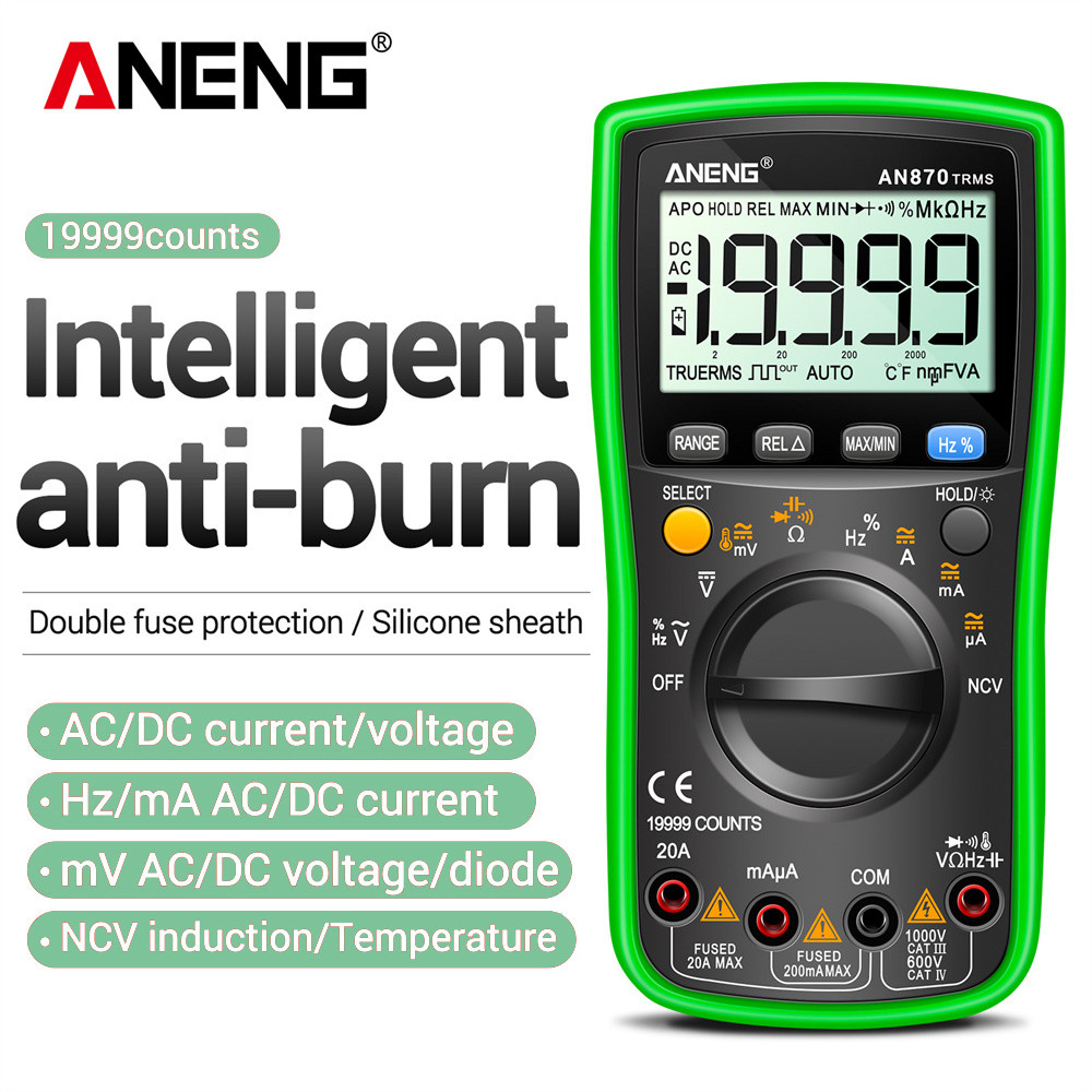 WYU AN870 Digital Multimeter 19999 Counts True Rms Multimeters Transistor Tester Voltimetro Profesio