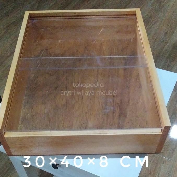 Box Donat Kayu Mahoni 30408 Cm Tutup Acrylic Wadah Donat Kotak Donat