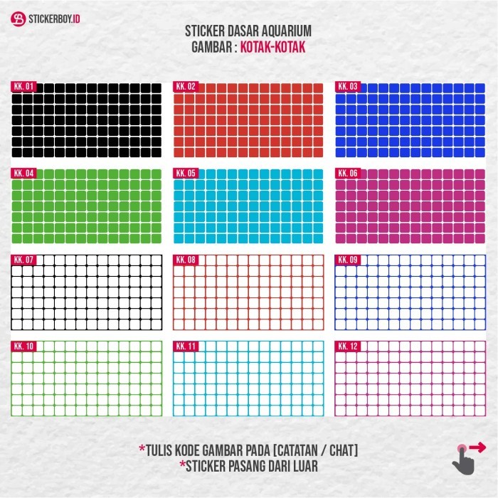 LIMITED EDITION STIKER DASAR AQUARIUM STIKER BAWAH AQUARIUM GAMBAR KOTAK - KOTAK