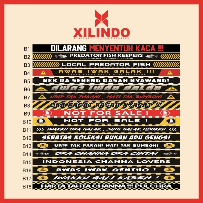PROMO SPECIAL LIST STIKER STICKER AQUARIUM IKAN HIAS CHANA IWAK GALAK CUSTOM E