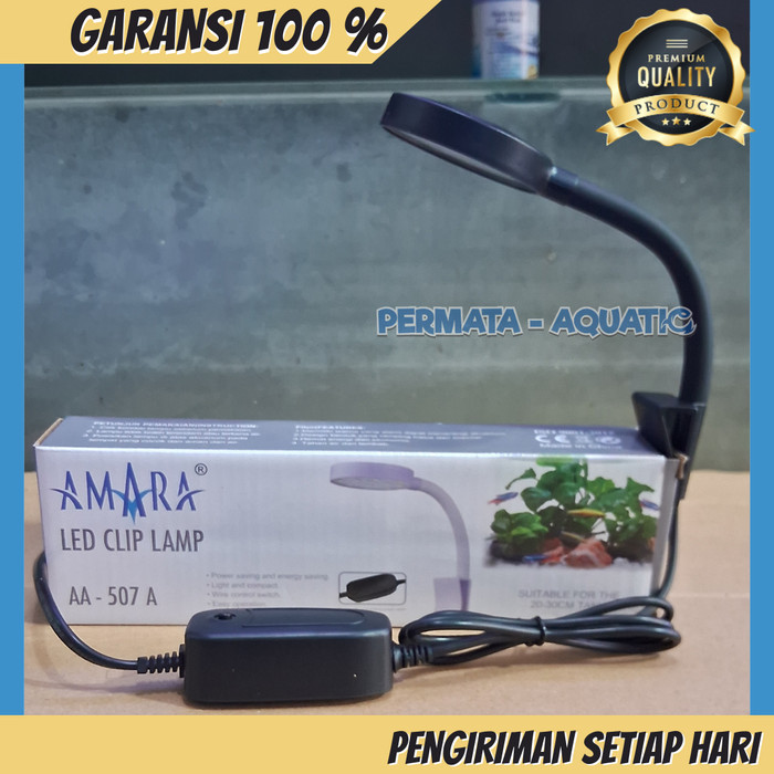 KOMPLIT Lampu Jepit Clip LED Mini Warna Puith Biru Bentuk Bulat Aquarium