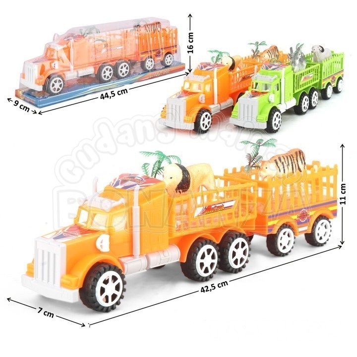 [Bonanza] Mainan Anak Truk Trailer Gandeng Muat Friction Truck Set Mainan Mobil Mobilan