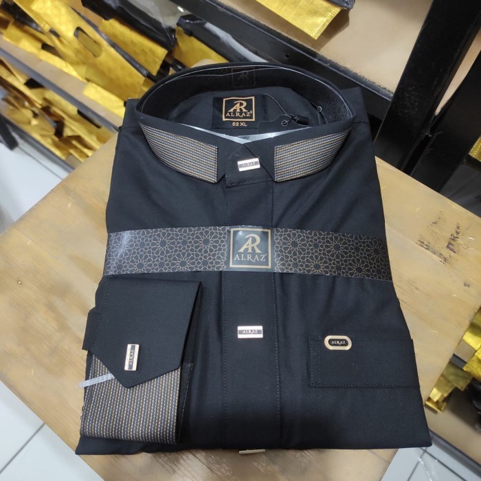Baju Gamis Muslim Pria Jubah Alraz Katun Premium Model Alharits Manset Panjang