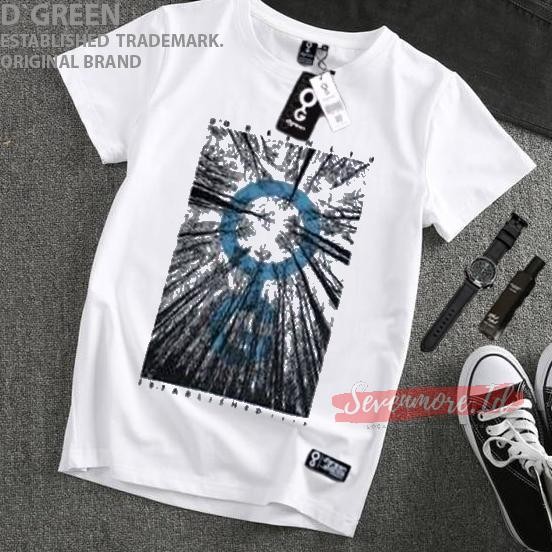 Promo T-Shirt Putih Pria Wanita Logo Biru Nature Trees Kain Katun Kaos Premium Kaos Ariel Noah