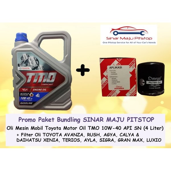 PROMO Paket Bundling Oli Mobil Toyota Motor Oil 10W-40 SN & Filter Oli Omega Toyota Agya & Daihatsu