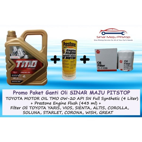 Paket Ganti Oli TOYOTA STARLET & TOYOTA CORONA - TMO 0W-20 & Engine Flush & Filter Oli Original