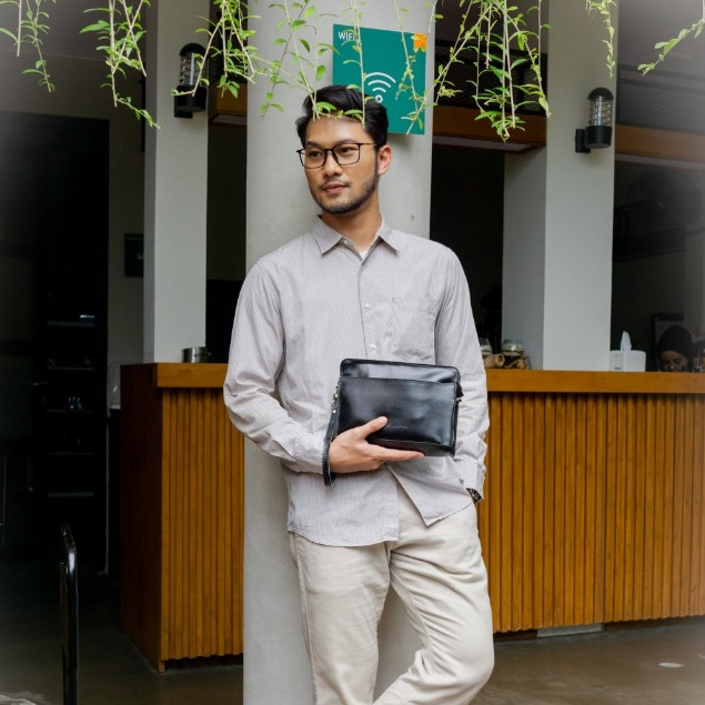 New Kenes Leather Clutch Tas Tangan Unisex Kulit Asli MALIKA - Free Gravir Nama