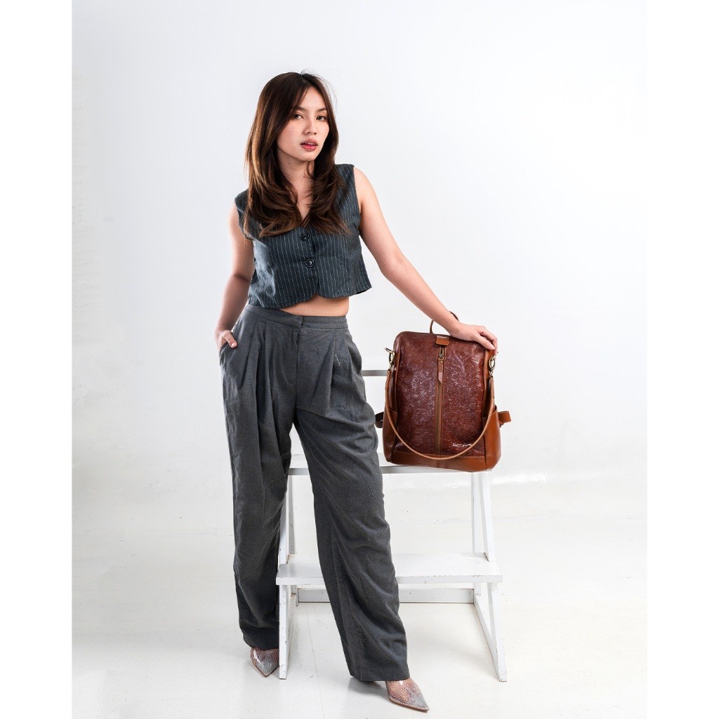 New Kenes Leather Tas Ransel Wanita Kulit Asli Backpack ROSE - Free Gravir Nama