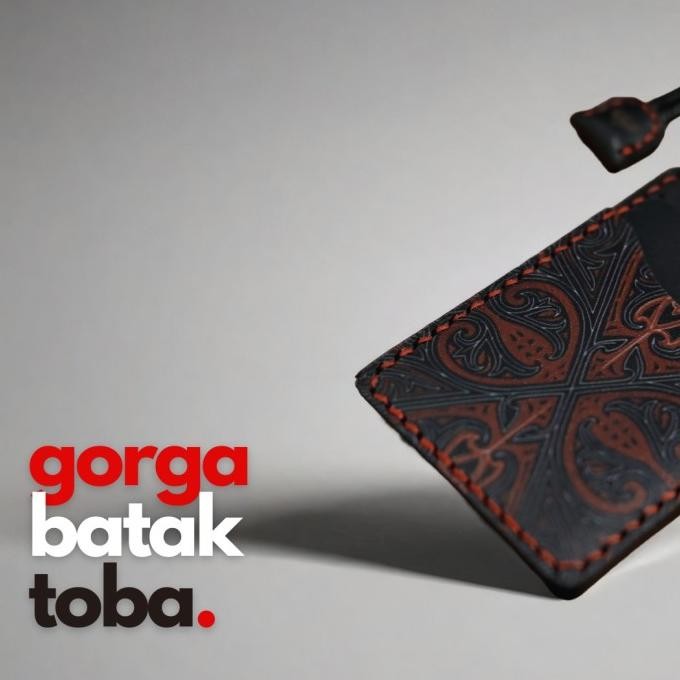 

Promo Lanyard Batik Motif Gorga Batak Toba - Id Card Holder Kulit Motif Batik - Name Tag Pria Wanita