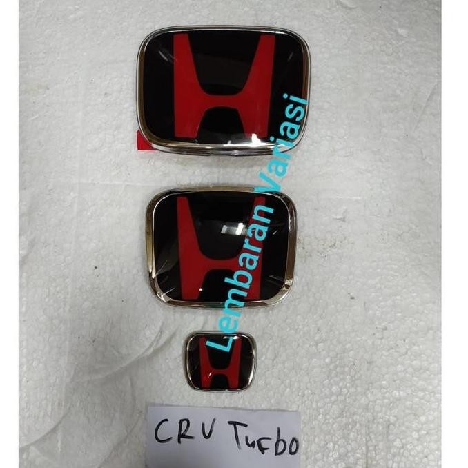 Paket Emblem Logo Honda Hitam Mobil CRV Turbo