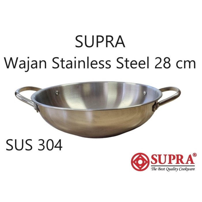 Supra Wok Wajan Penggorengan Stainless steel 28 cm sus 304