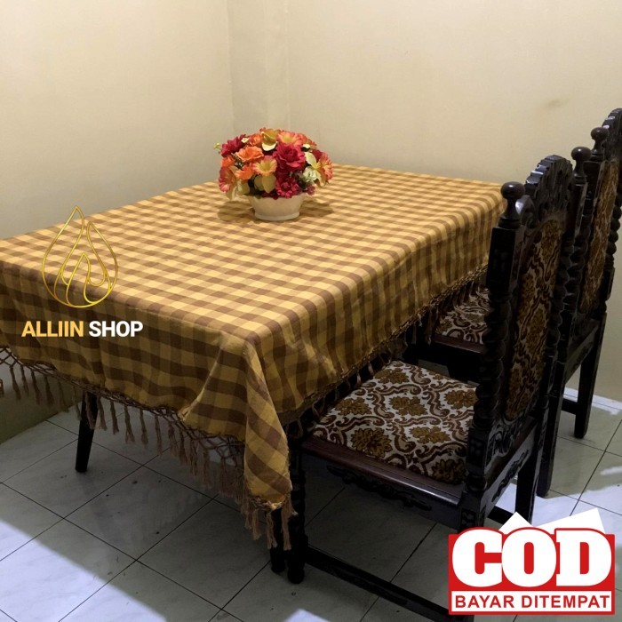 Promo Taplak Meja Makan Kain Tenun 6 Kursi Ukuran 198Cm X 138Cm Bayar Cod
