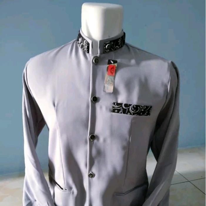 Terlaris Jasko Batik Pria Dewasa Muslim Slim Fit Formal Koko Baju Woven Yarn Dyed Fabric Elegant