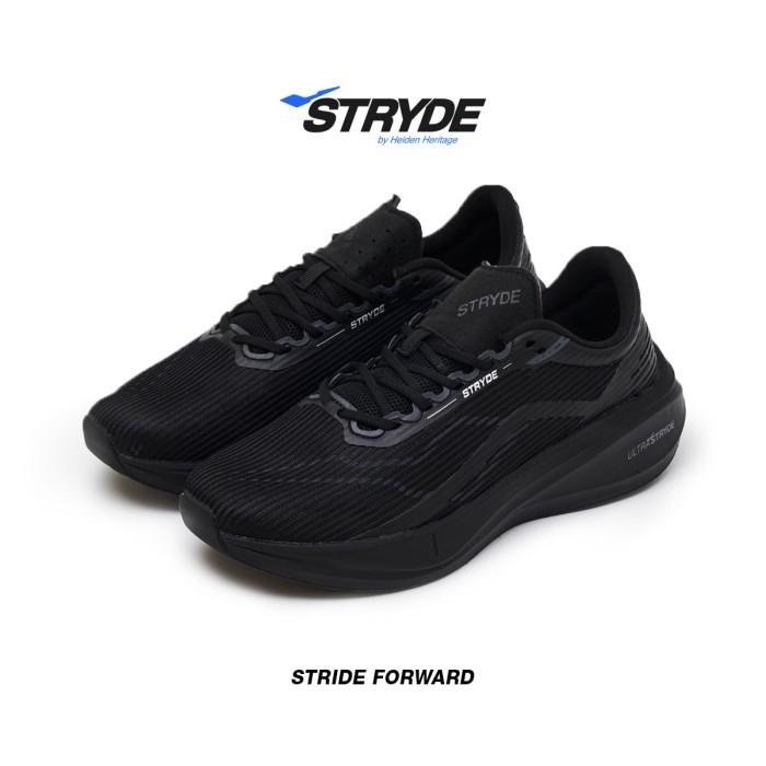 Terlaris Heiden Heritage [Hrtg] - Ultra Stryde - Full Black - Sepatu Sport Running Sekolah Casual