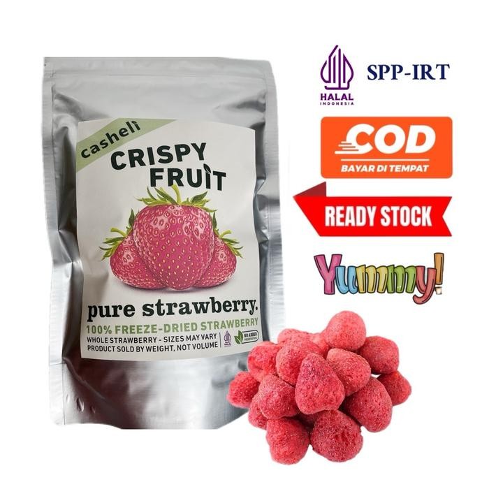 

casheli Crispy Freeze-dried Strawberry Premium 250g Camilan Fruit Stroberi Fruit Stroberi Food Snack