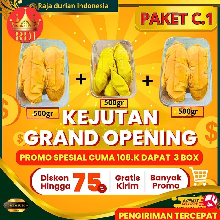 

Durian Kupas PAKET C1 Durian Kalimantan +Durian Sibolga Nauli