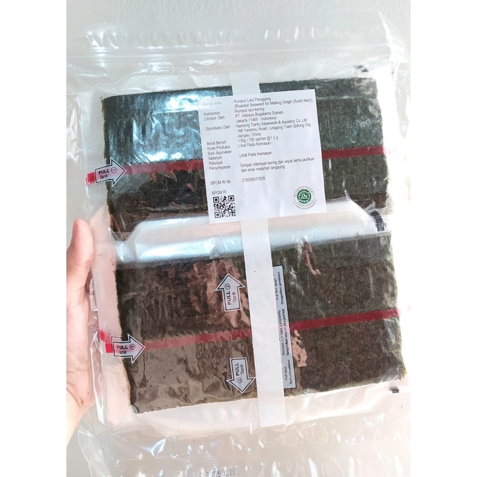 

Triangle Onigiri Sushi Nori 100 Sheet Halal Mui / Wrapper 100 Lembar
