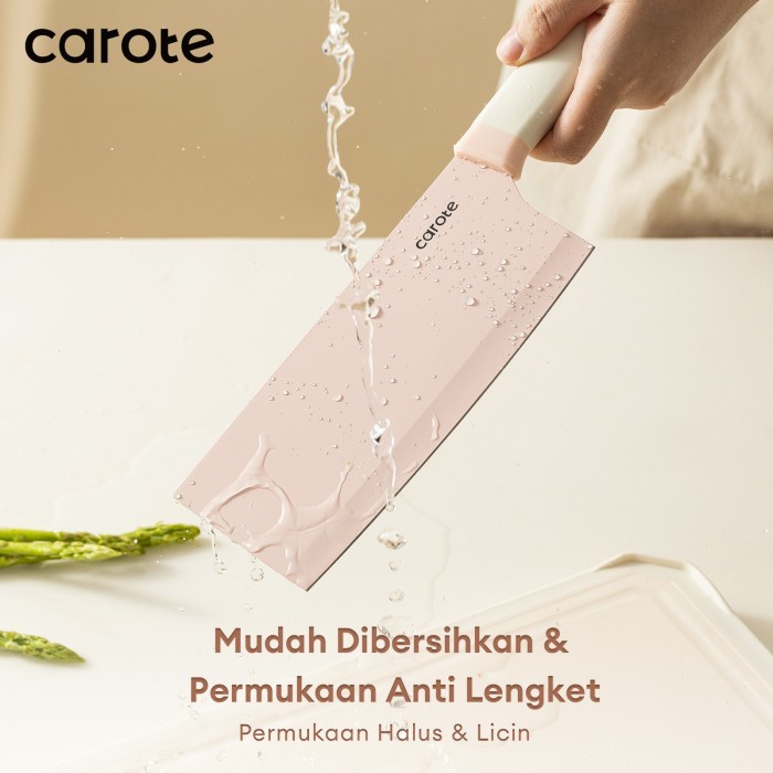 CAROTE Set Pisau Peralatan Dapur Bio Pink 4PCS Kerak Peralatan Dapur Pisau Tajam Tempat yimpanan