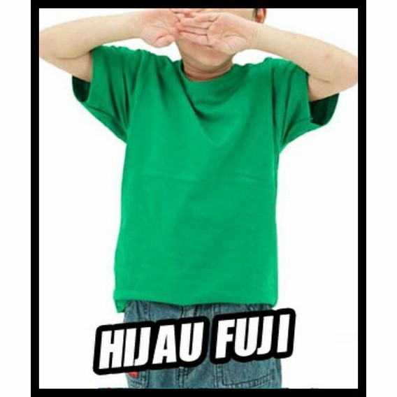 KAOS POLOS ANAK COTTON COMBED 24S WARNA HIJAU FUJI