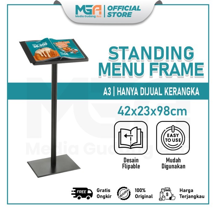 

STANDING MENU FRAME A3 / STAND MENU BUKU RESTO / RAK BUKU MENU / TEMPAT BUKU MENU CAF RESTORANT