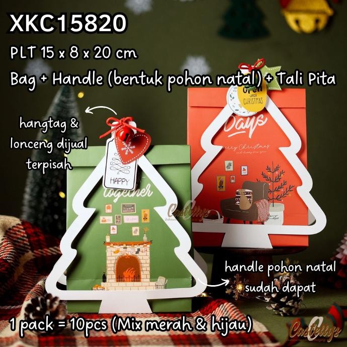 

{{{{{{] 10 pcs Kotak Bag Kue Natal XKC 15820 Cookies Permen Hampers Christmas